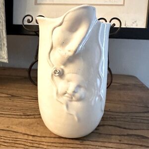 Vintage Porcelain Vase w/Mother & Child Faces Signed By Artist Yanny Dated 1988